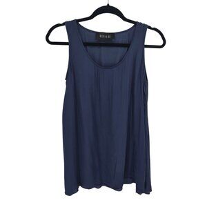 Ozai N Ku womens size small blue viscose satin sleeveless blouse made in greece